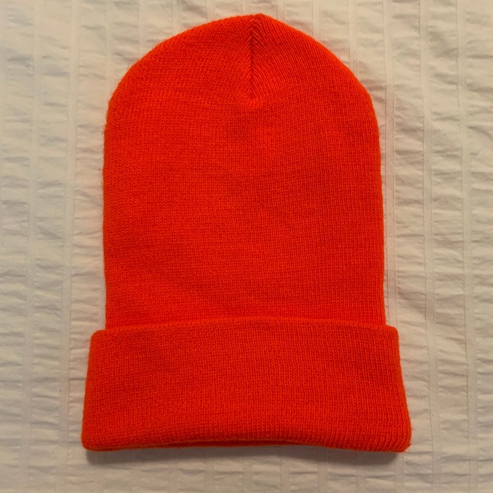 Neon orange winter beanie